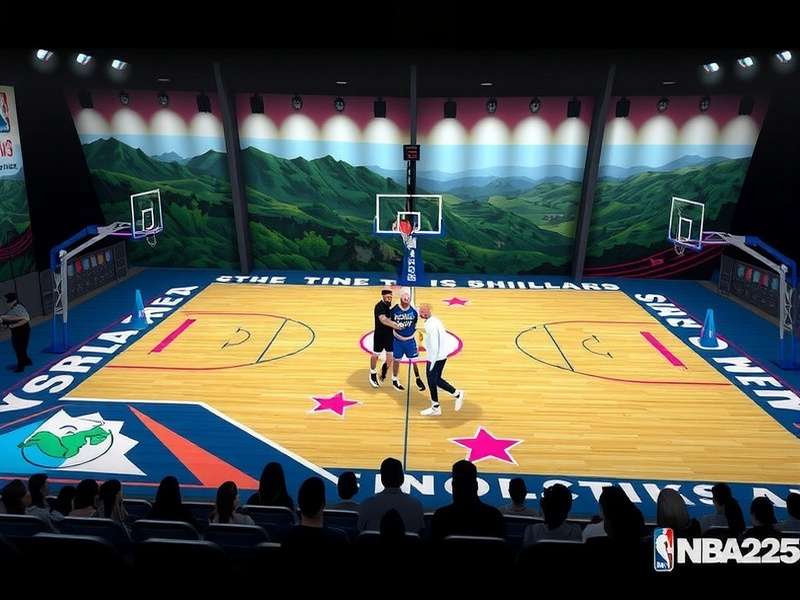 NBA 2K25 Pro League Future Update - Concept art of Shillong-themed court with Northeast Indian art